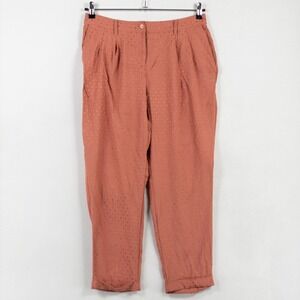 Chico's Ankle Pants Sz 0.5 US 6 Terra Cotta Orange Brown Tapered Cuffed Pleated